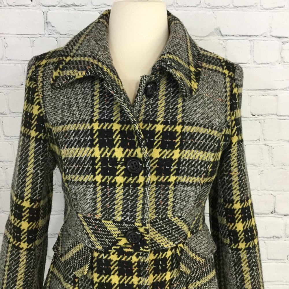 plaid button down coat